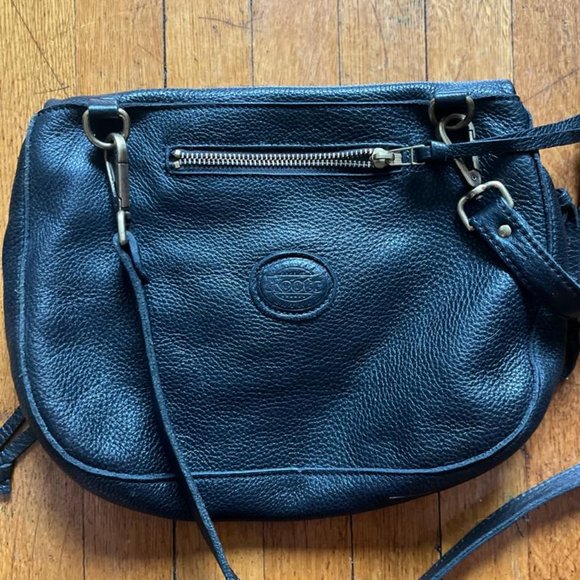 Roots Shoulder Bag I Black Pebbled Leather I Crossbody purse - Picture 3 of 3